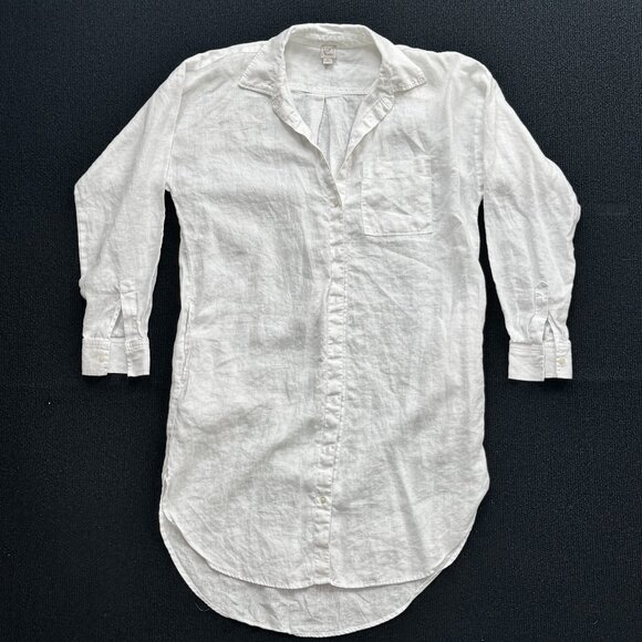 Ann Taylor Loft White Linen Beach Shirt - Picture 1 of 3